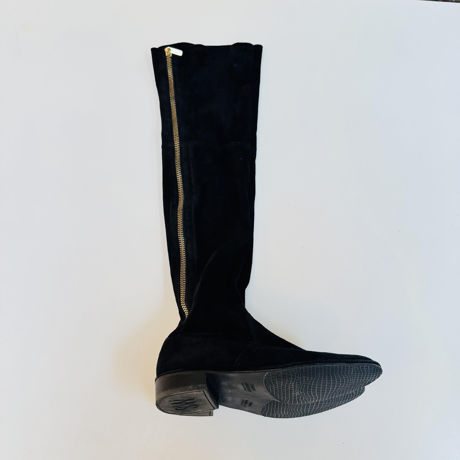 Stuart Weitzman Boots Womens 7.5 Black Suede Riding Over The Knee Tall Stretch